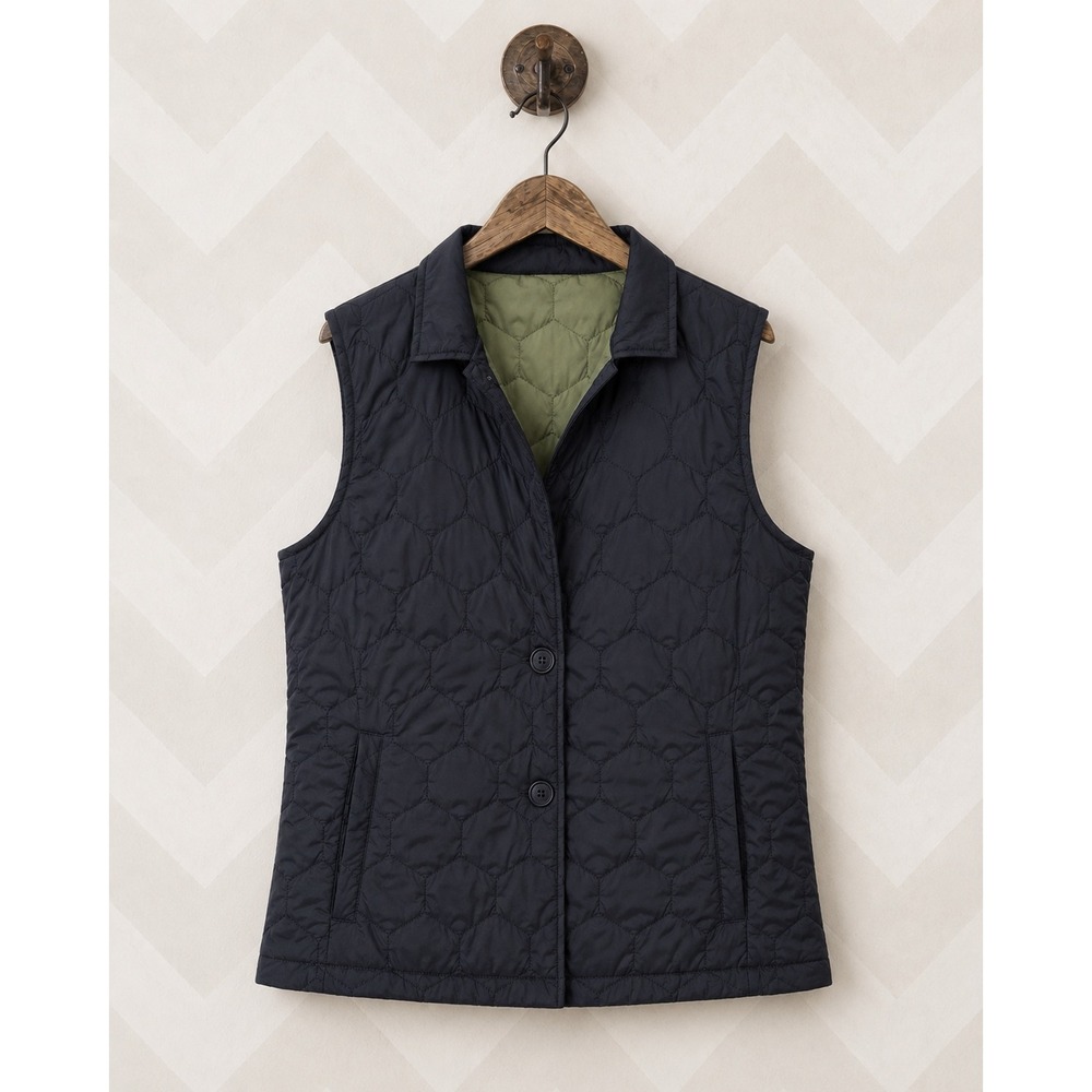 Dover Saddlery Quilted Button-Front Vest in Brown with Olive Lining Size XL
